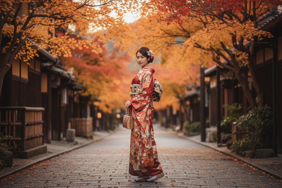 Traditional kimono Kyoto autumn